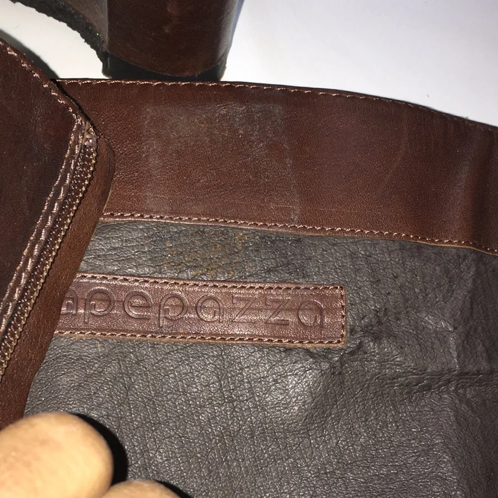 APEPAZZA REAL LEATHER LACED TIE UP WEDGE HEEL NON SKID SOLE Knee-High Boots - Picture 9 of 11